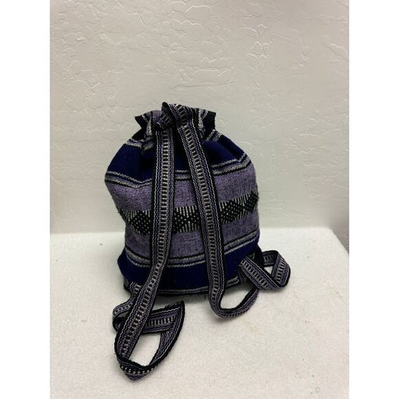 Street Purple Black Knitted Backpack Flap Closure‎ Front Aztec Hippie Style - Picture 3 of 12